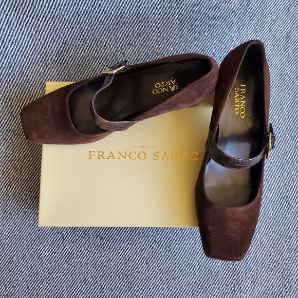 Franco Sarto - Rich Brown Suede Buckle Pumps - 8.5B - BNIB - Picture 4 of 10